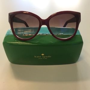 Burgundy Kate Spade Sunglasses with case