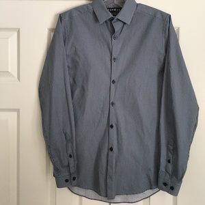 Topman navy print dress shirt