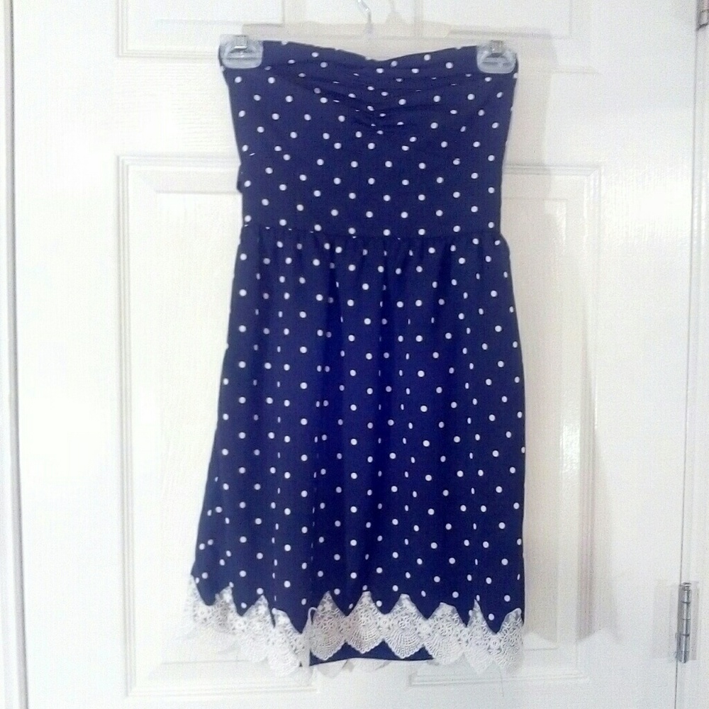 Sugarlips Strapless Dress with Lace Trim