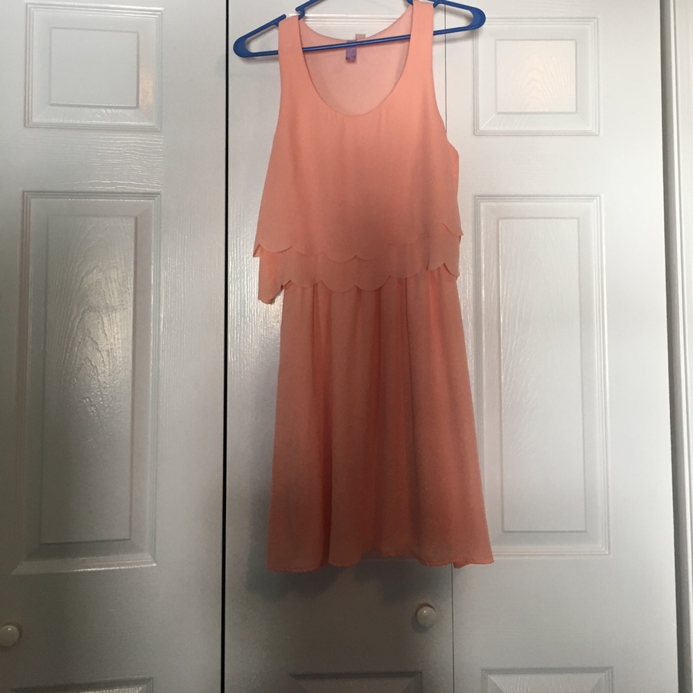 Coral scalloped dress