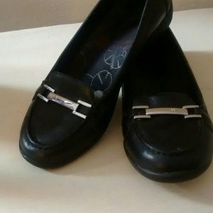 Black Leather Flats