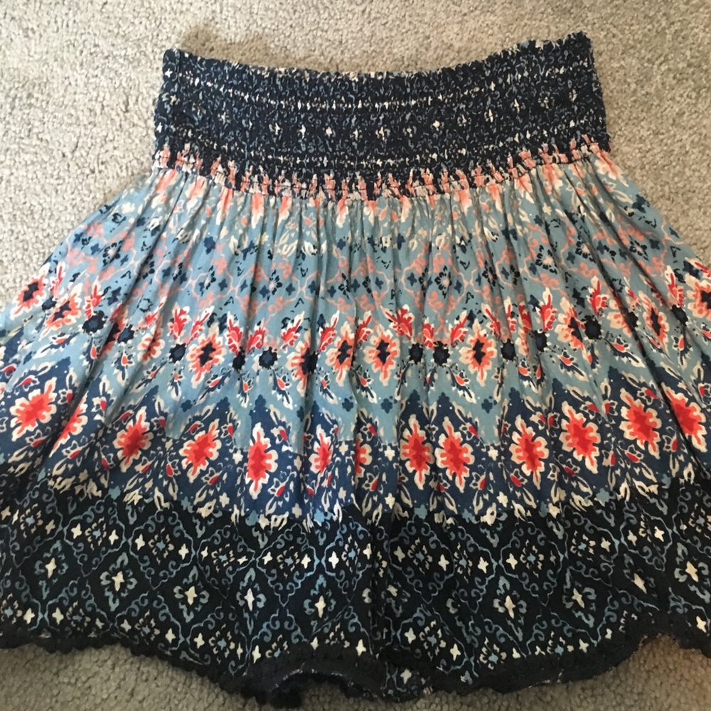 Blue pink and white flowy skirt
