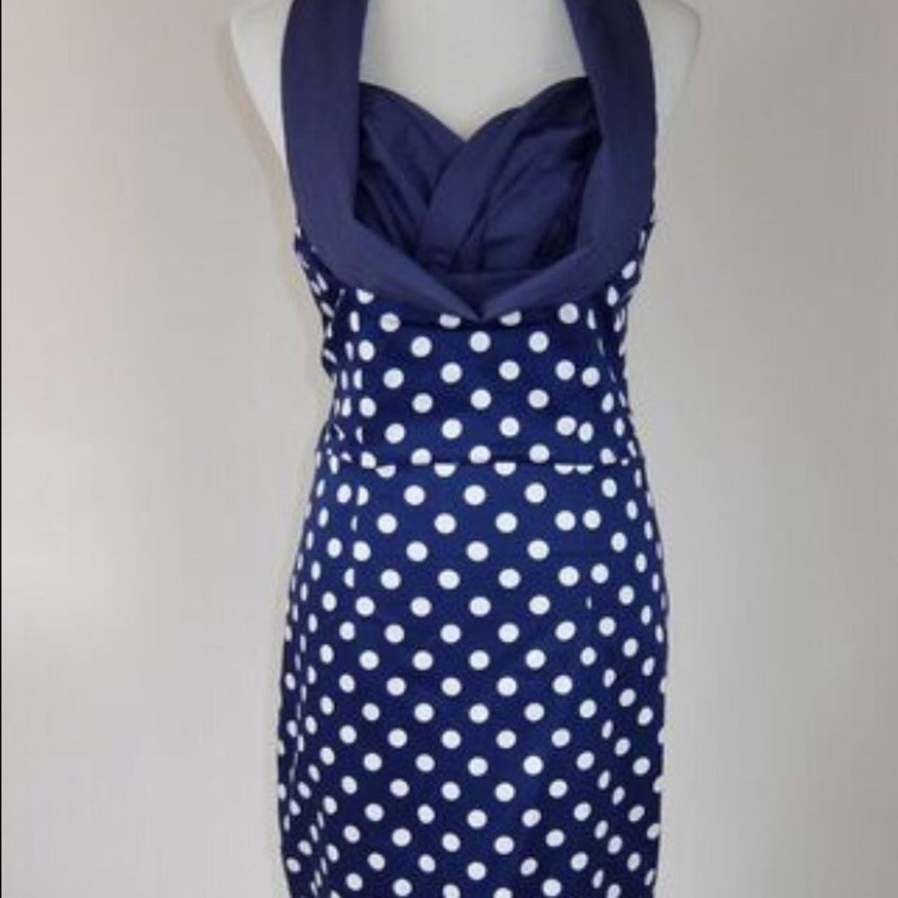 Navy blue with white polka dot dress