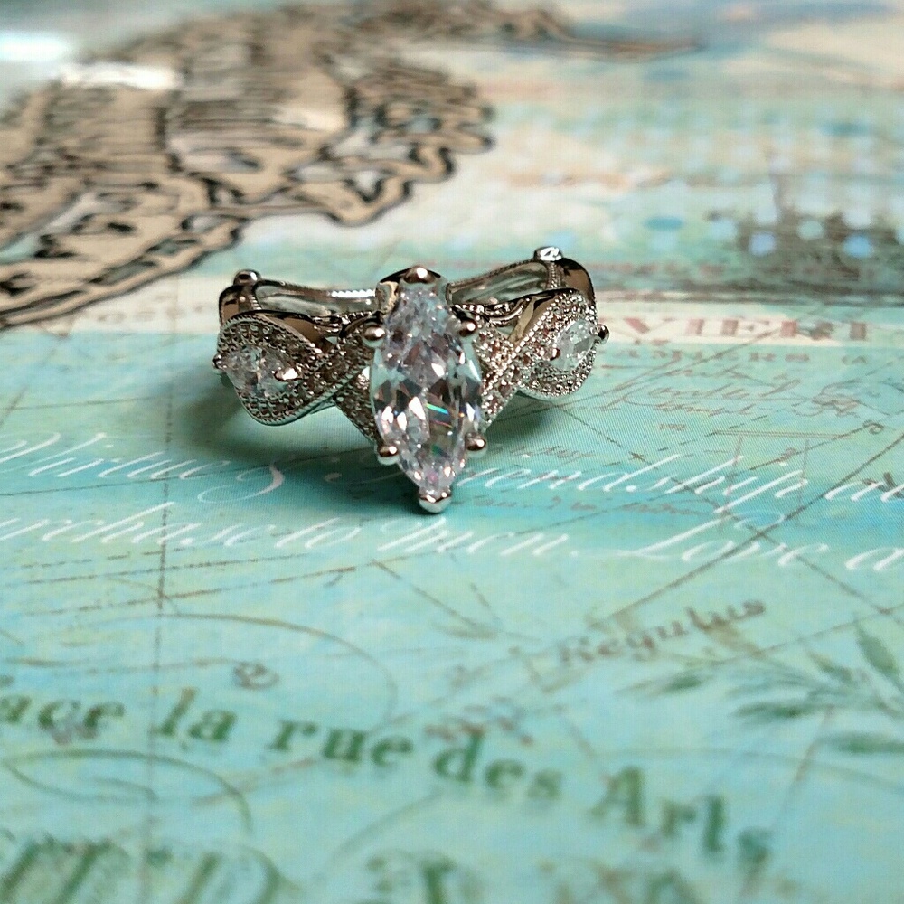 14k white gold plated ring