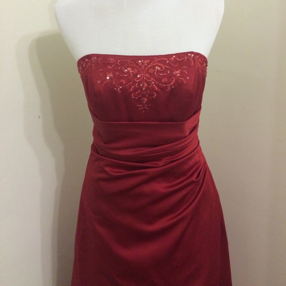David's Bridal Long Red Formal Prom Dress