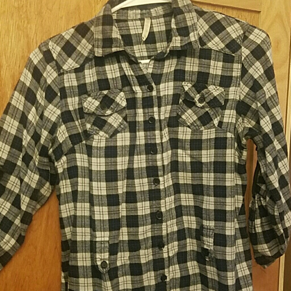Papaya Plaid top with belt loops