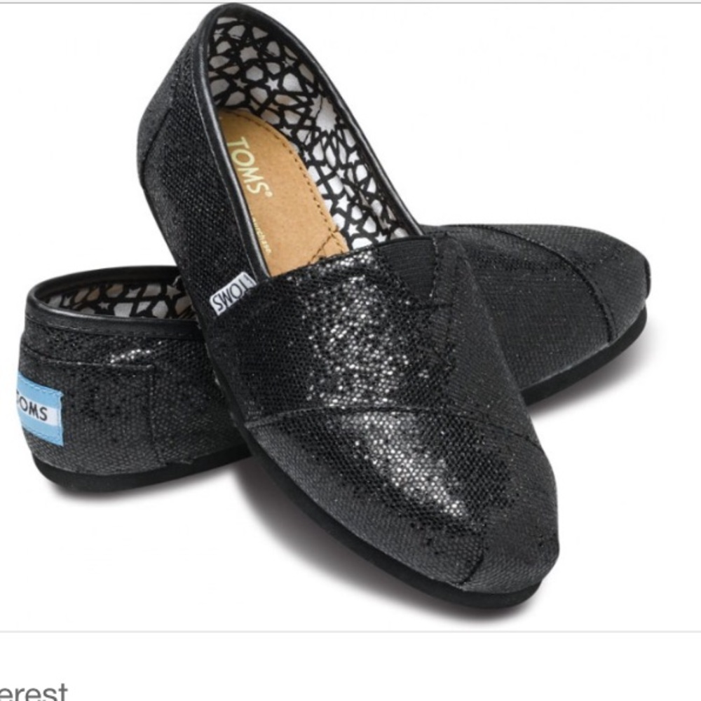 Toms Black Sequin flats