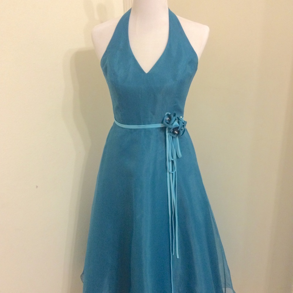 David's Bridal turquoise formal dress