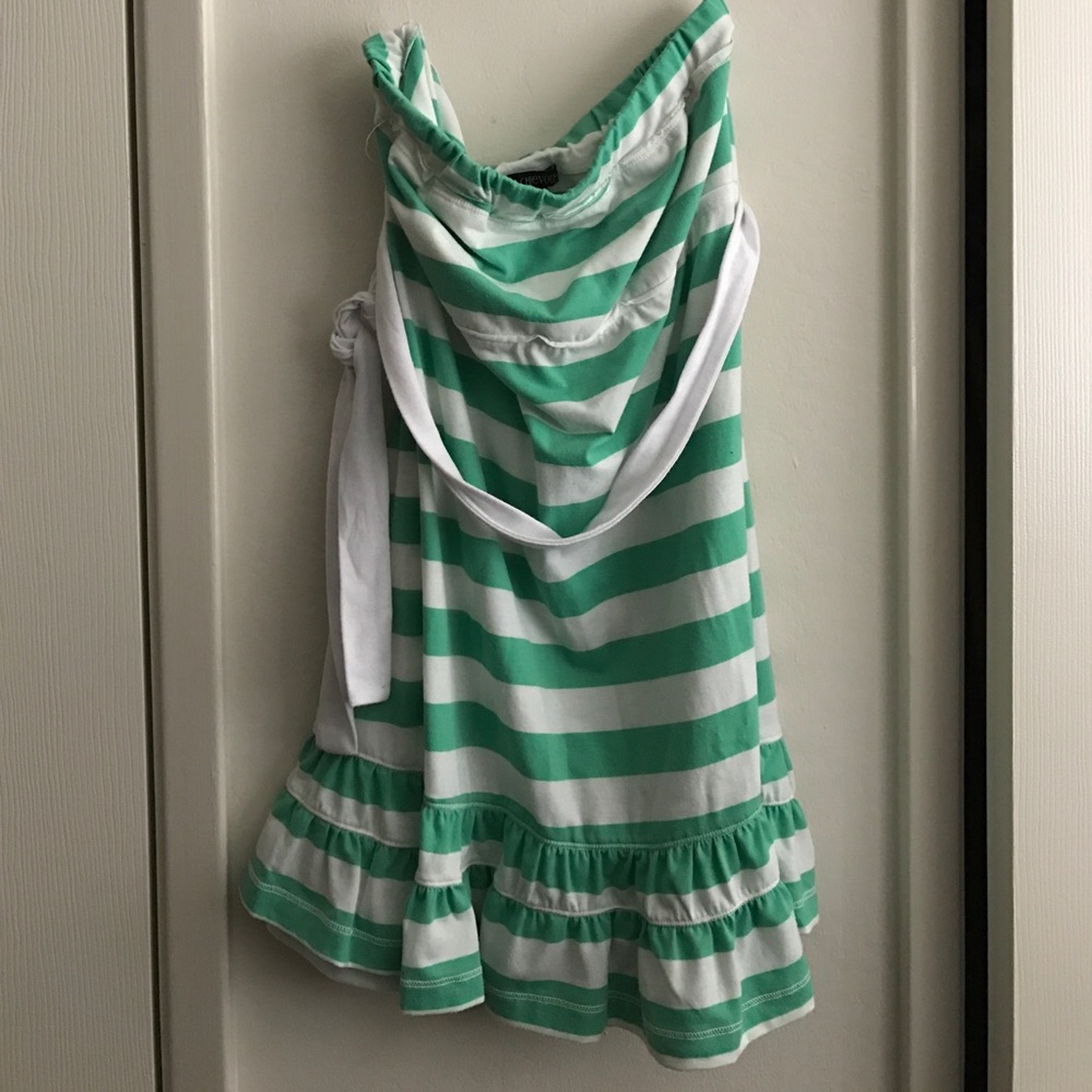 Tube top dress (green and white stripes)