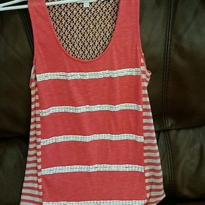 Miss Me blingy tank top in coral and eggshell