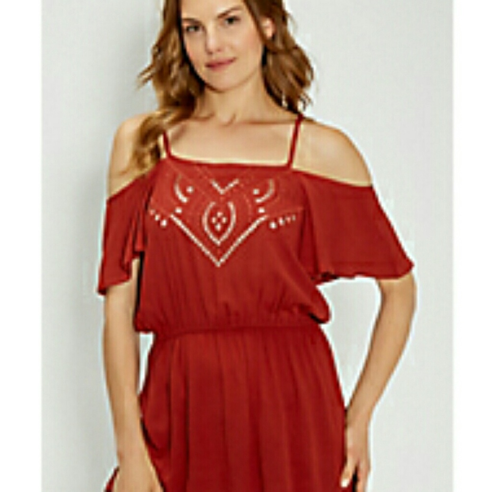 Maurices Red Cold Shoulder Blouse