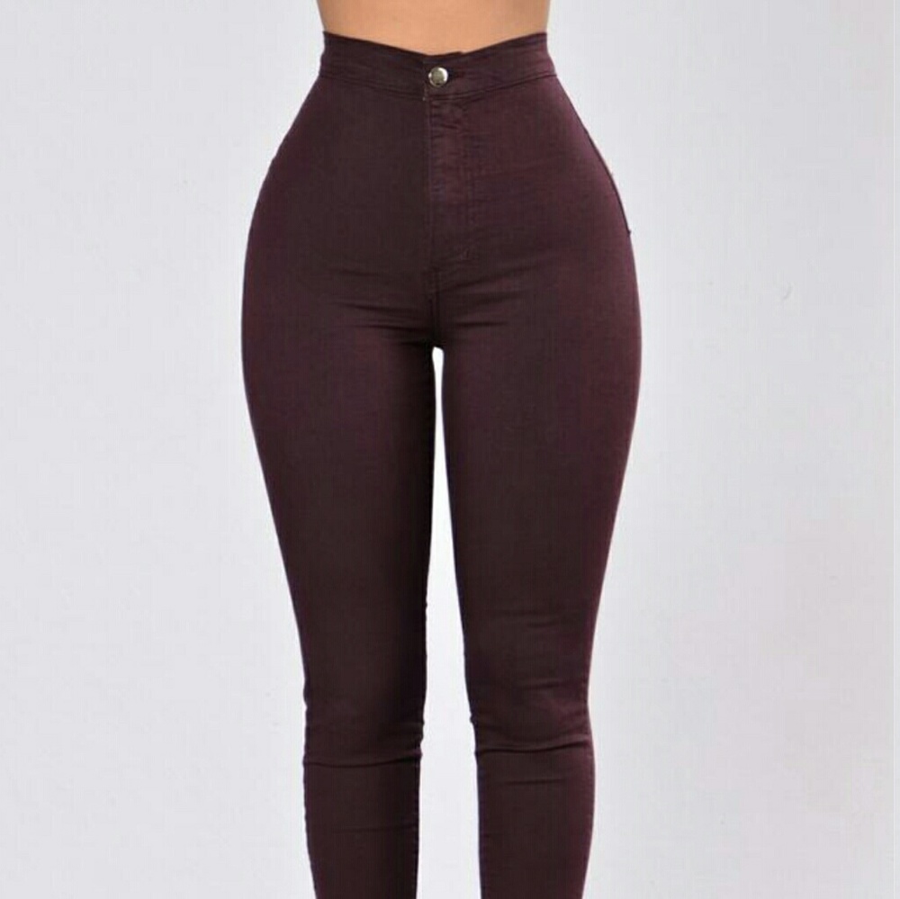 High Waist Plum Skinny Jeans