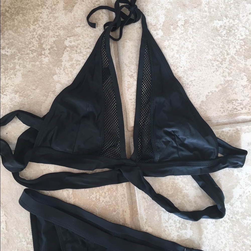 NEVER WORN Fashion Nova Black Mesh Bikini Set