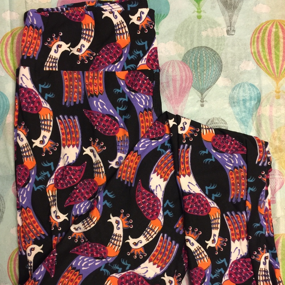 Vibrant peacocks with crowns OS by LuLaRoe