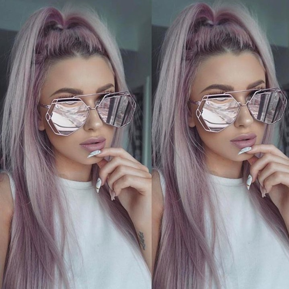 Diamond Cutout shaped Sunglasses - Mirror Lens