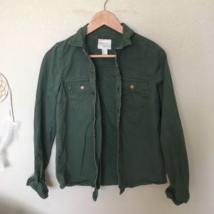 Army green button up shirt