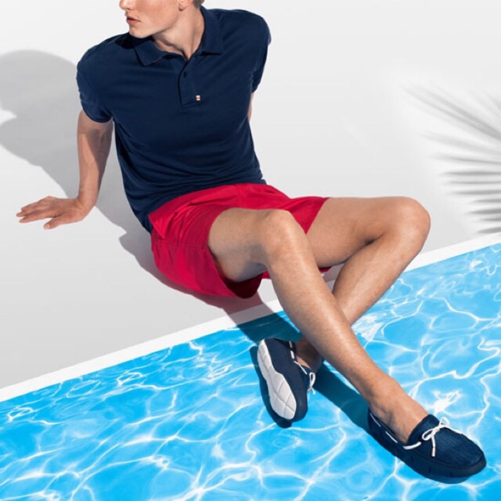 HP! NIB Swims Navy Tie Loafers Water Resistant - Picture 2 of 5