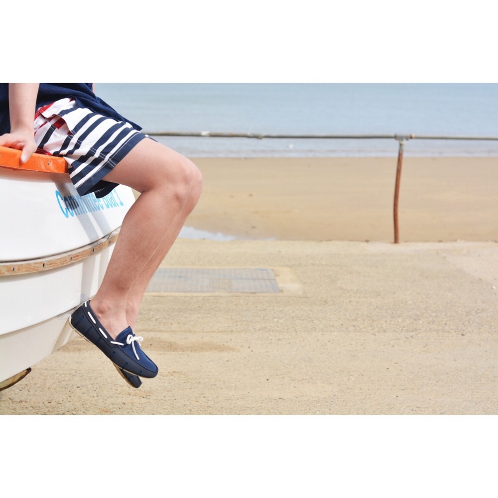 HP! NIB Swims Navy Tie Loafers Water Resistant - Picture 3 of 5