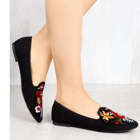 Ladies flat shoes front embroidery Ballerina. Nude - Picture 4 of 4