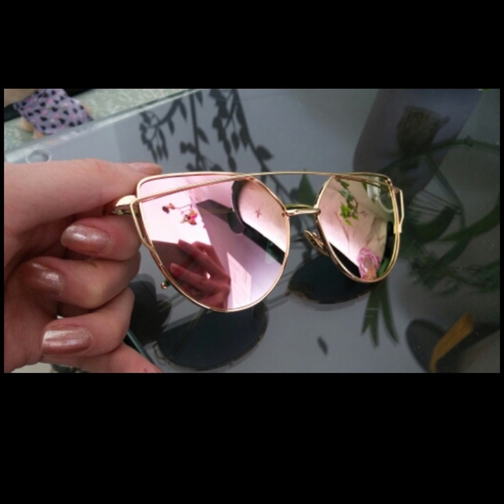 Rose gold pink cat eye aviator sunglasses 🐱 - Picture 4 of 4