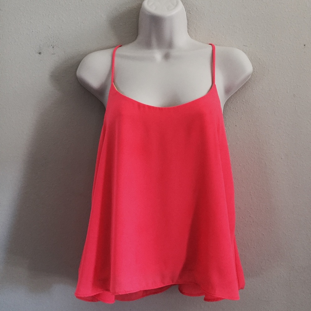 Hot Pink Flowy Chiffon Crop Tank