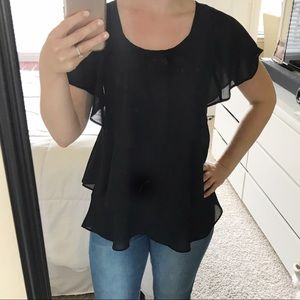 Black ruffle top