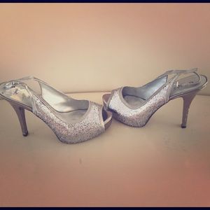 Silver Glitter Guess Heels/Stilettos Size 10M