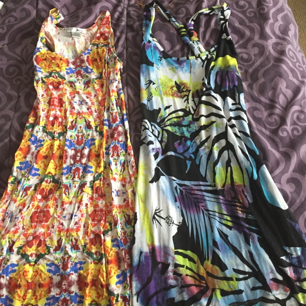 Two floral print dresses