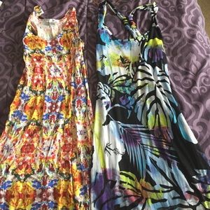 Two floral print dresses
