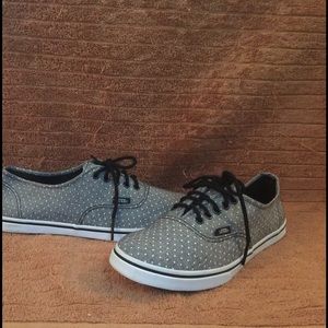 Grey and white polka dot vans. Size 9 in Women's