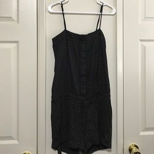 Black with red flower shorts romper