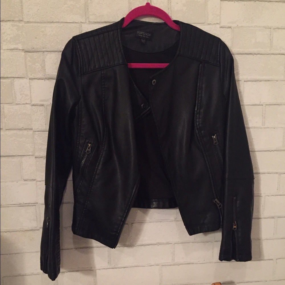 Topshop Faux Leather Biker Jacket