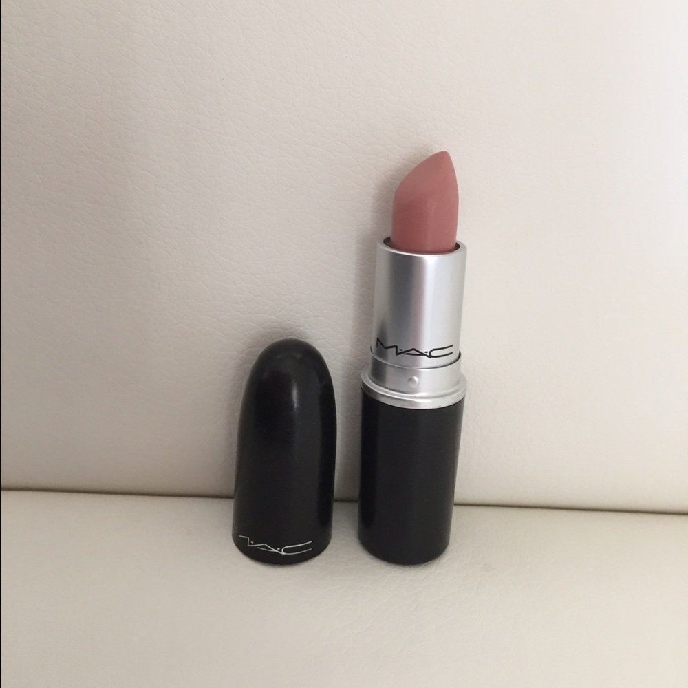 MAC cosmetics satin lipstick in "Fleshpot"
