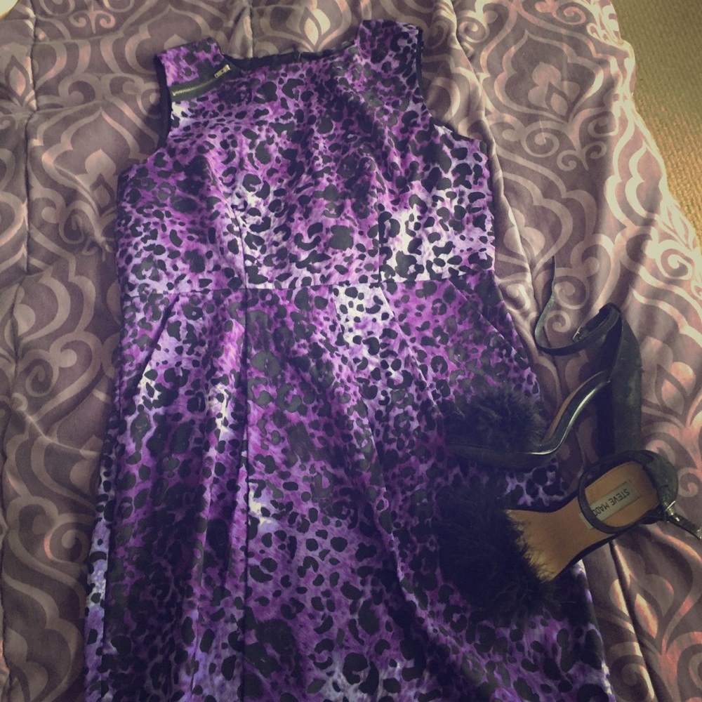 Purple and black cheetah dress