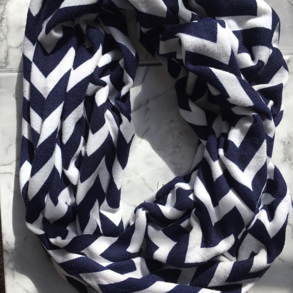 Chevron Infinity Scarf - Blue & White