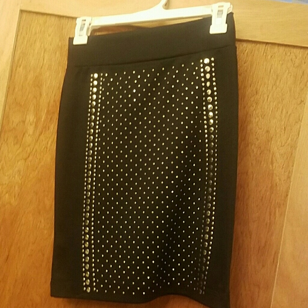 Papaya Studded Pencil Skirt