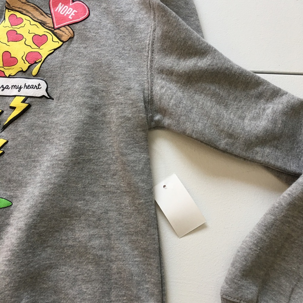 NEW PIZZA Gray Crewneck Oversized Sweatshirt - Picture 5 of 7