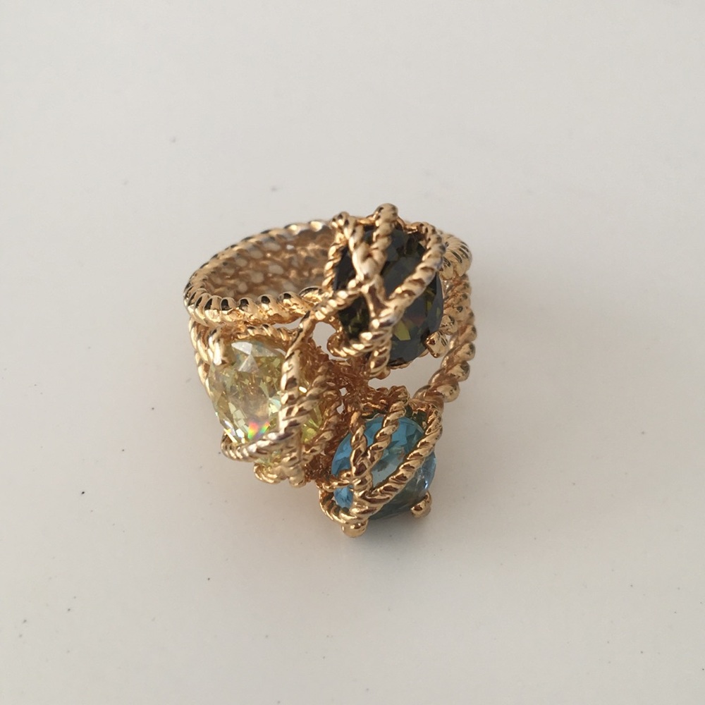SZ 6 CBC Gold Ring with Stones