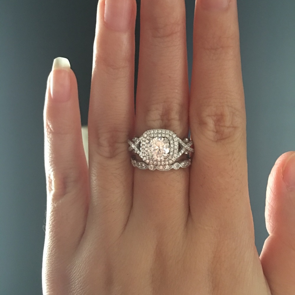 💕2pcs Real 925 silver engagement ring wedding set - Picture 4 of 4