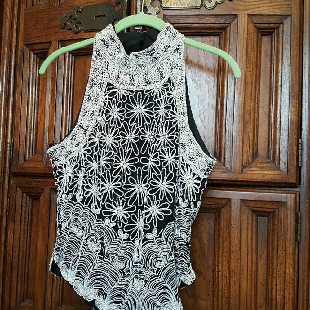 Gorgeous Silk White Beaded Floral Evening Shell