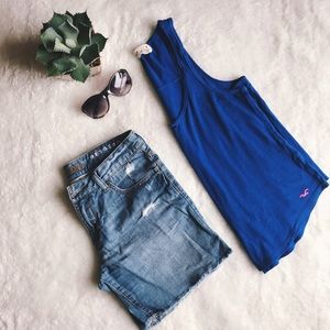 Billabong // long distressed denim shorts