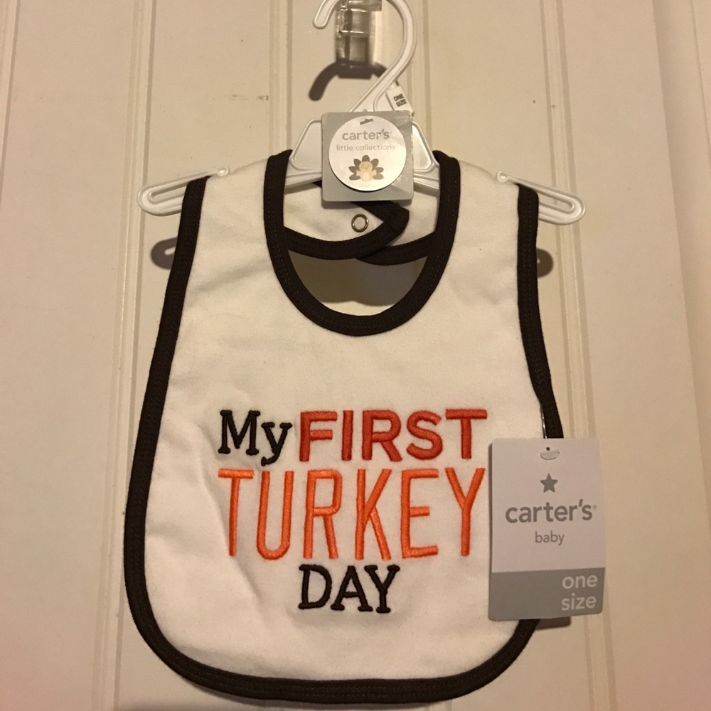 Carter's my first turkey day snap bib NWT