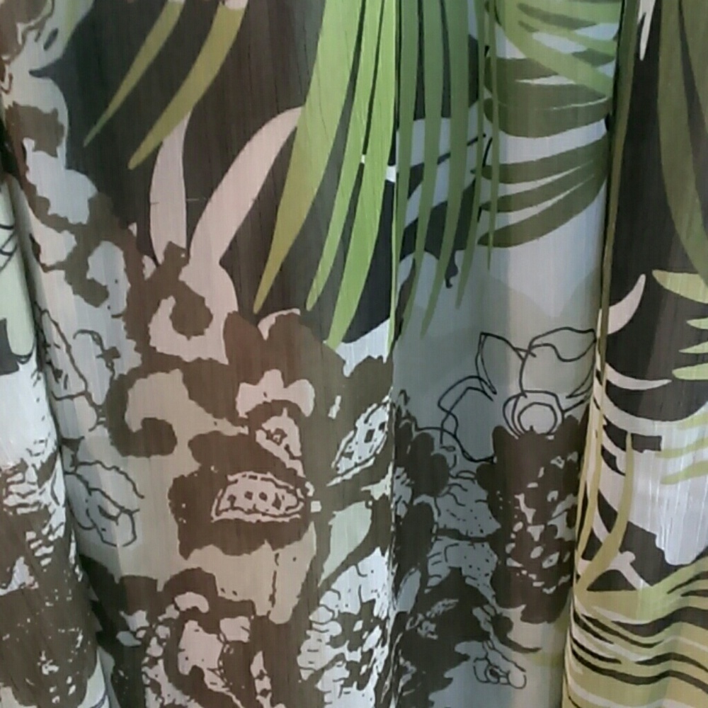 Green & Brown Summer Dress w/ Decorative Neckline - Picture 3 of 4