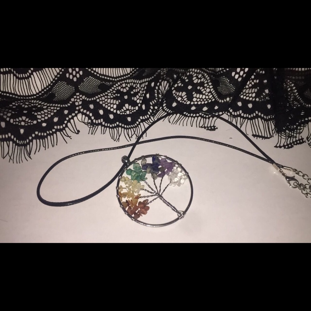 Tree Necklace with Healing Crystals