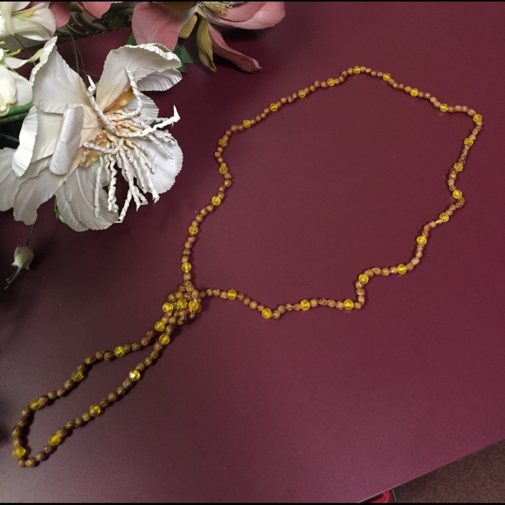 Brown & gold beaded necklace.