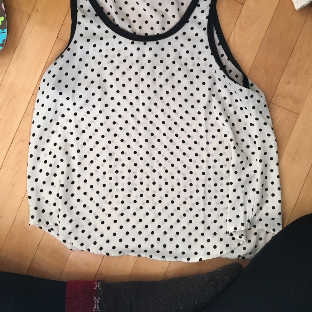 Black and white polka dot tank top