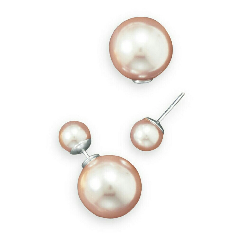 Posh Peach Pearl Front Back Earrings