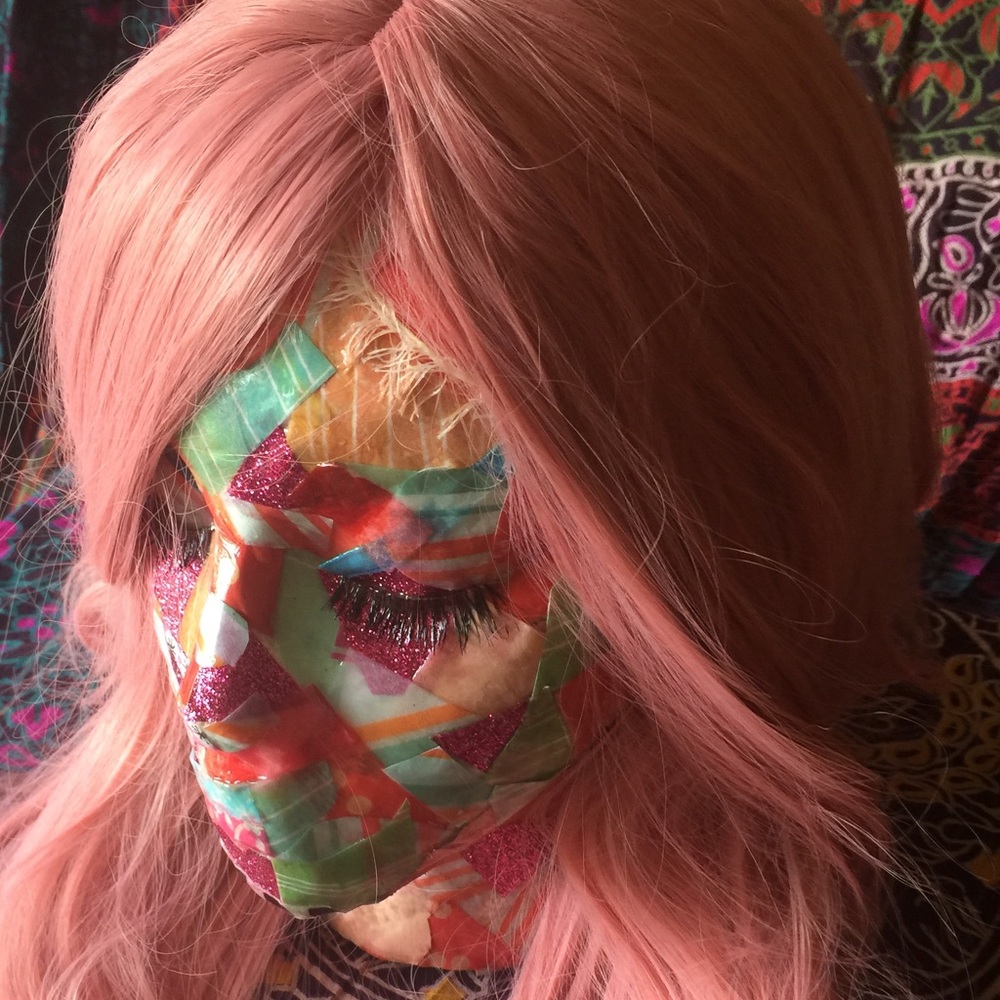 Pink freakishly long synthetic wig 36"?