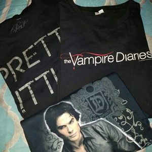Lot of 3 PRETTY LITTLE LIAR VAMPIRE DIARY t-shirts