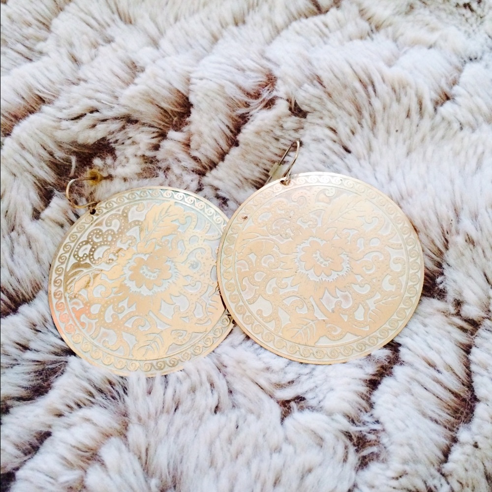 Pale rose and gold printed earrings
